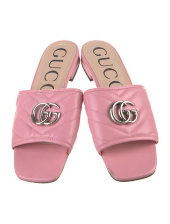 Gucci Double G Logo Leather Slides