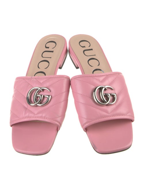 Gucci Double G Logo Leather Slides