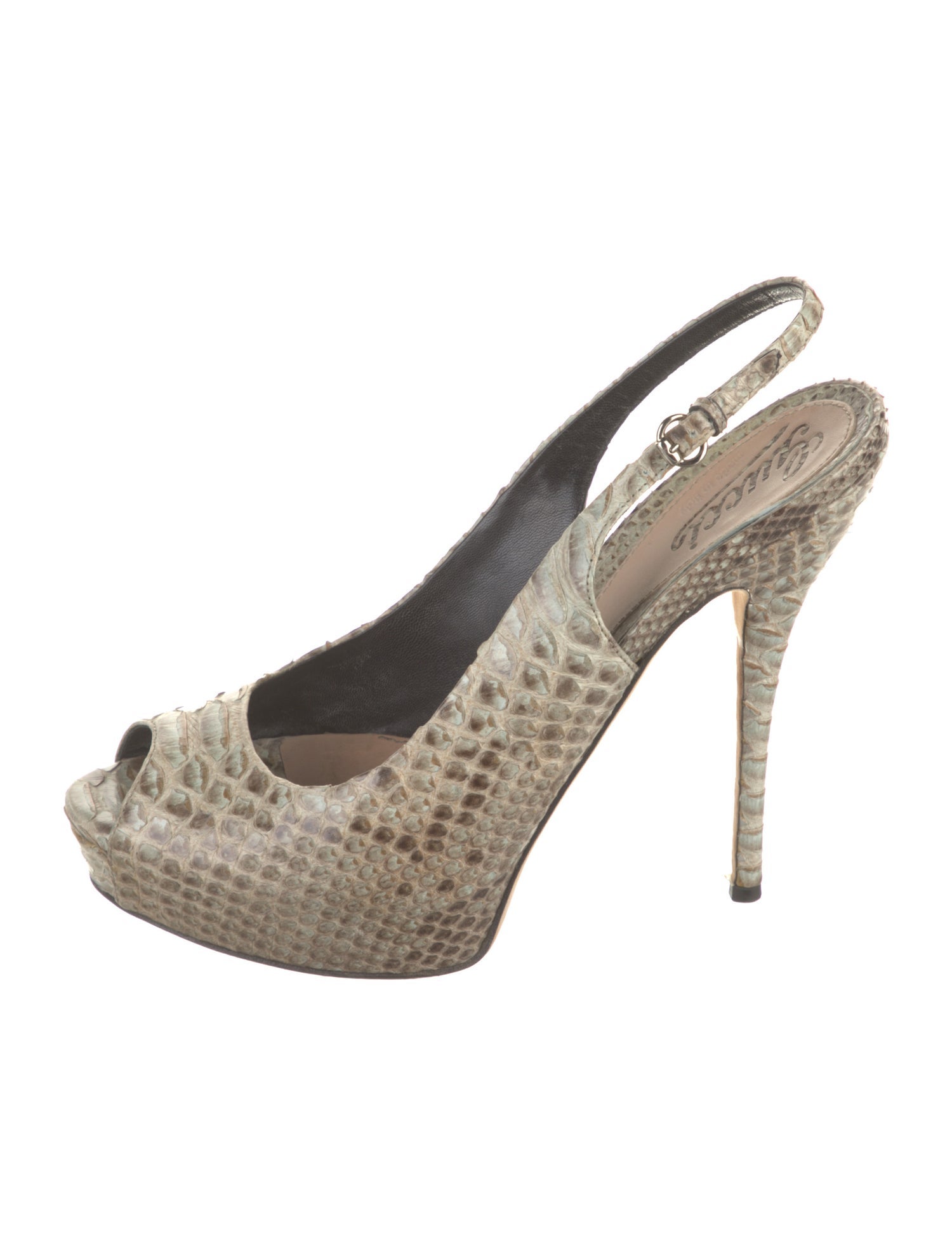 Gucci Python Animal Print Slingback Pumps