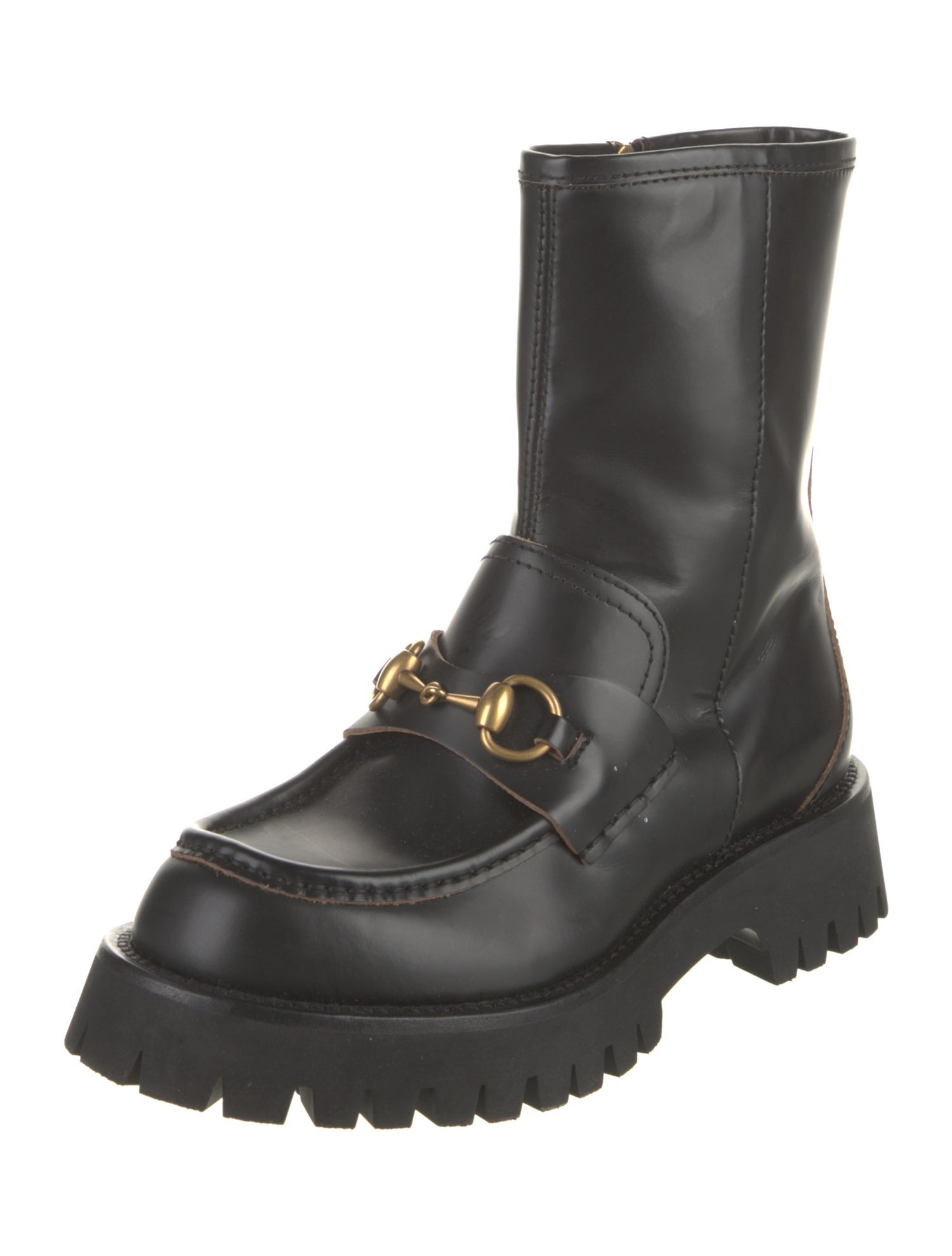 Gucci Horsebit Accent Leather Combat Boots