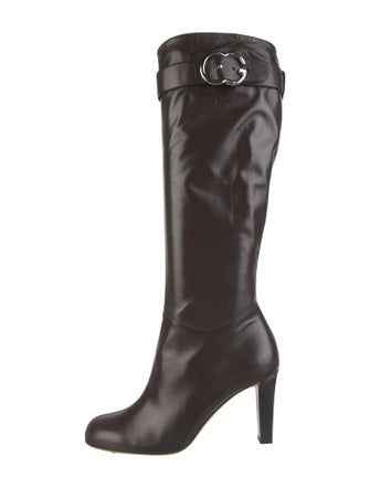 Gucci Double G Logo Leather Boots