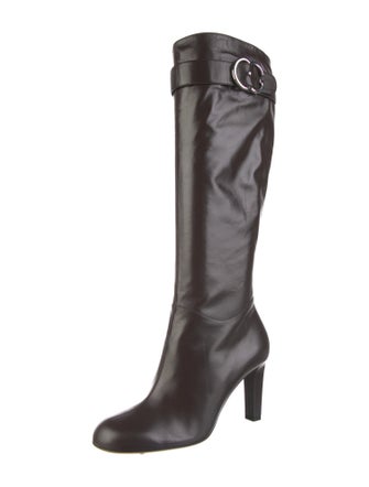 Gucci Double G Logo Leather Boots