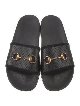 Gucci Horsebit Accent Leather Slides