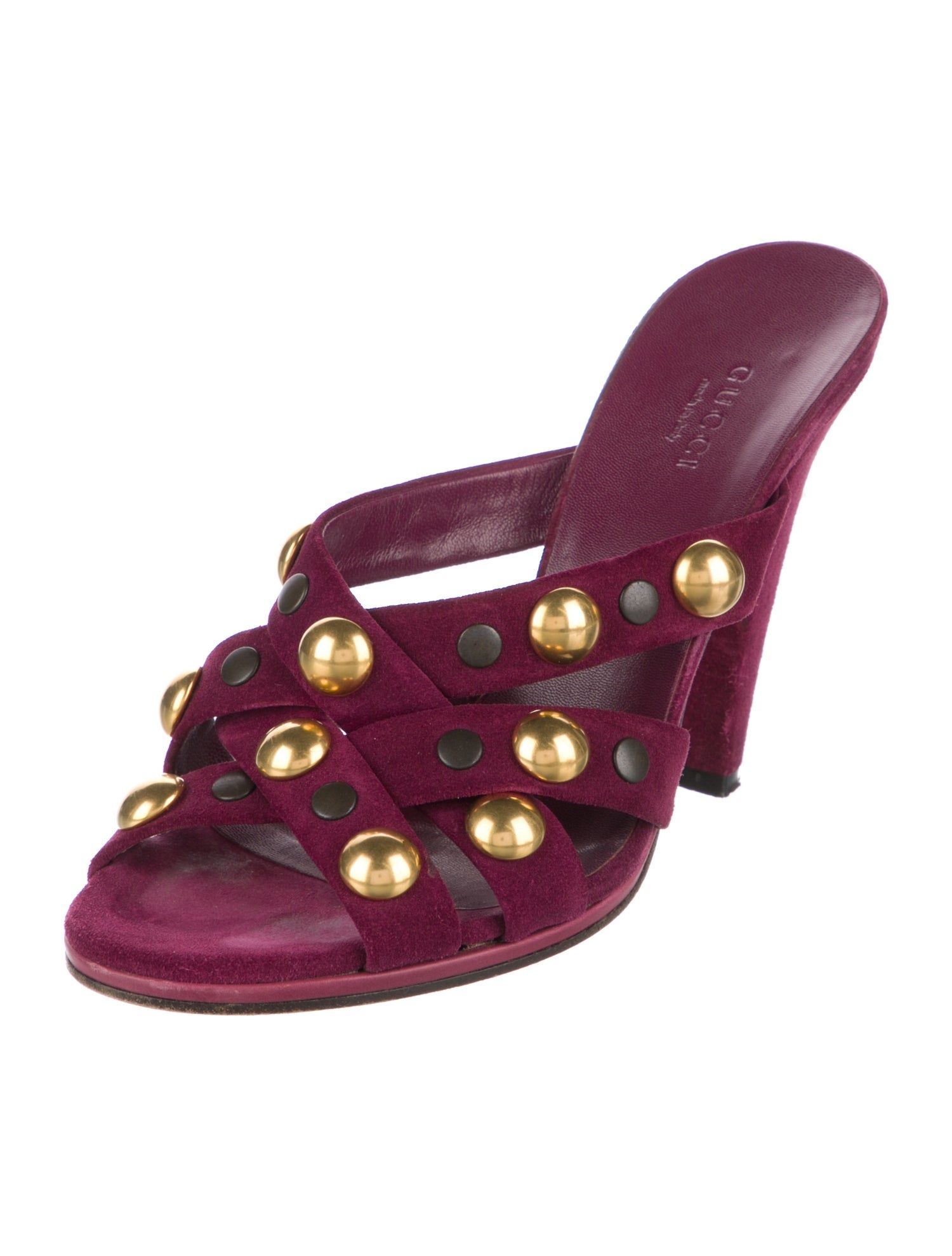 Gucci Suede Studded Accents Slides