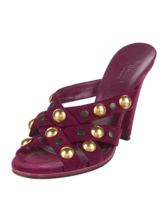 Gucci Suede Studded Accents Slides