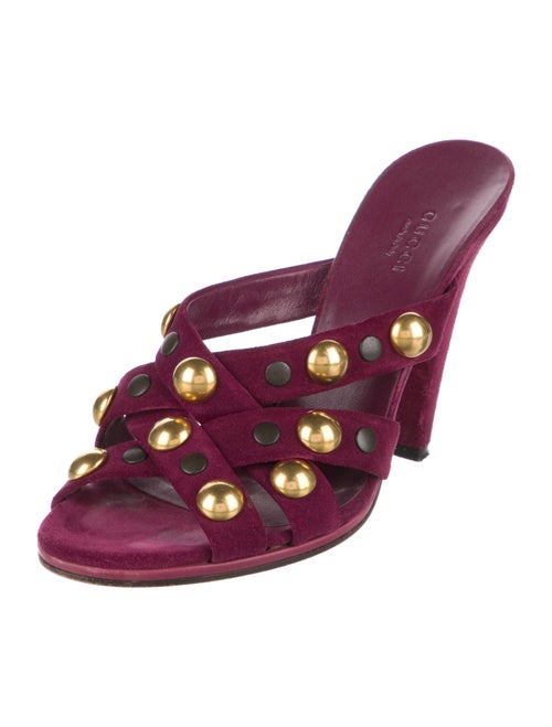 Gucci Suede Studded Accents Slides