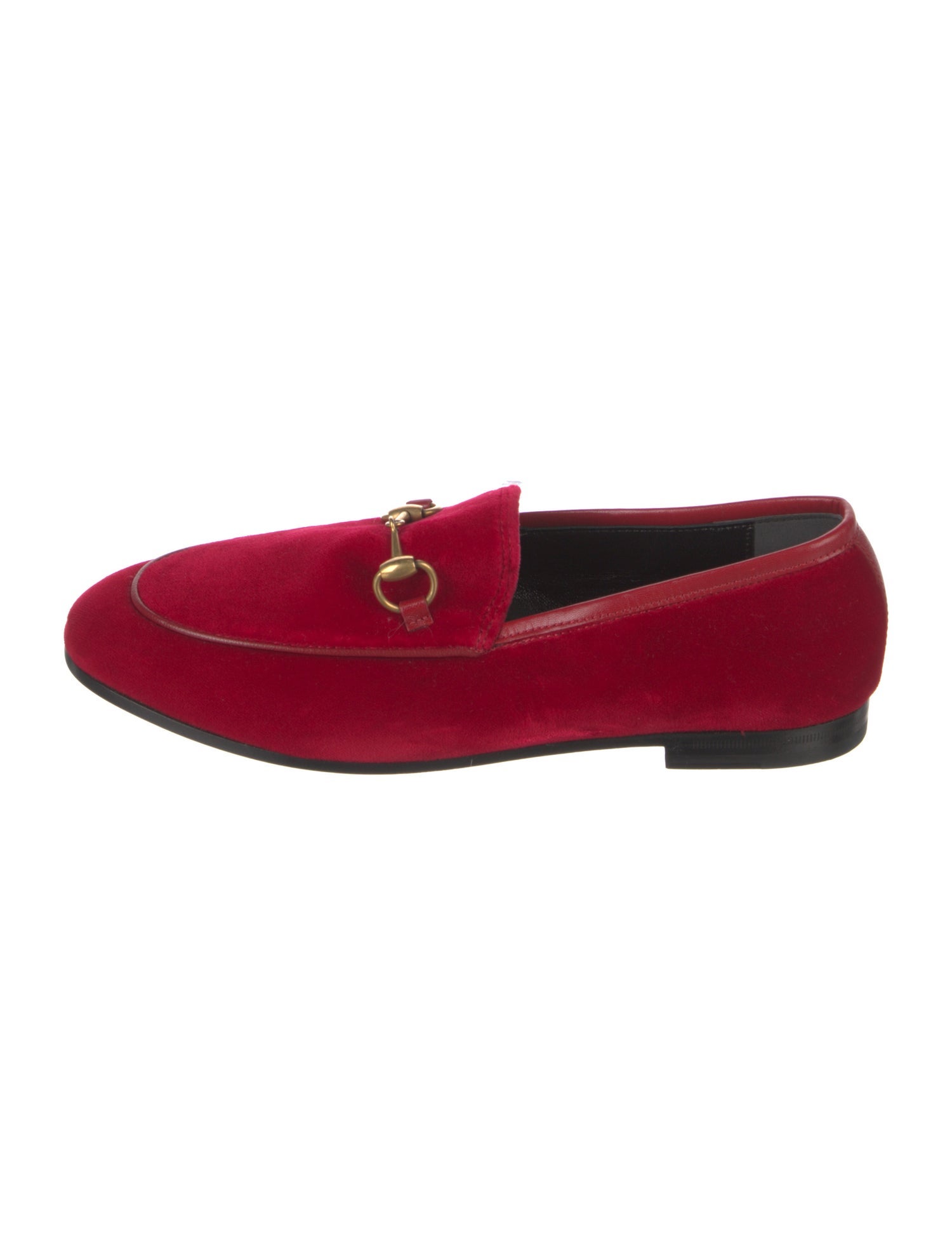 Gucci Velvet Leather Trim Embellishment Loafers