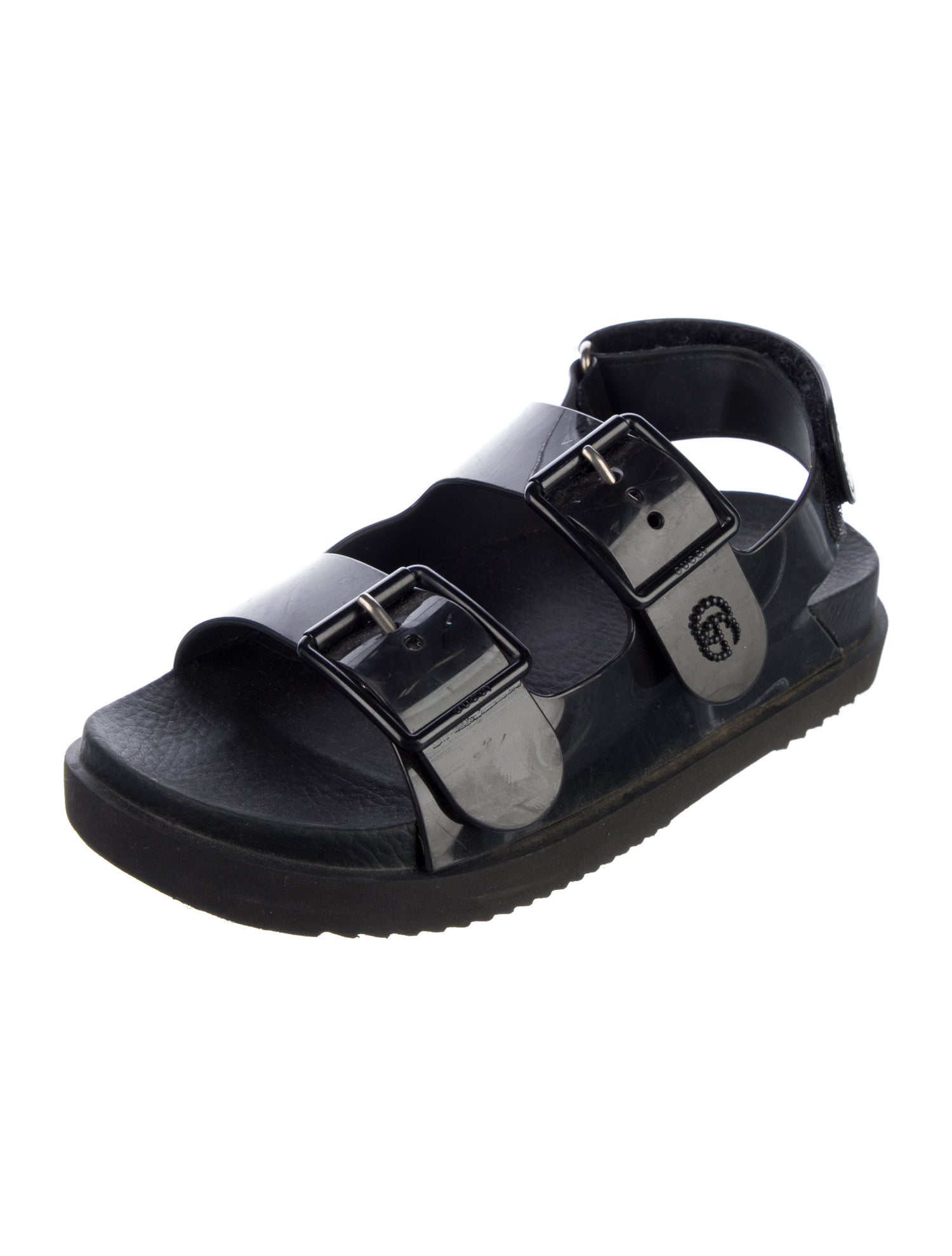 Gucci Double G Logo Rubber Slingback Sandals