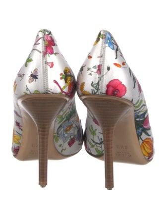 Gucci Flora Print Satin Pumps