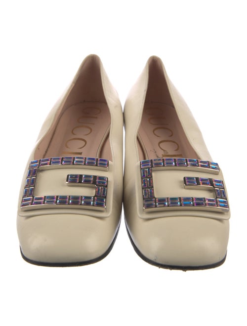 Gucci Leather Crystal Embellishments Ballet Flats