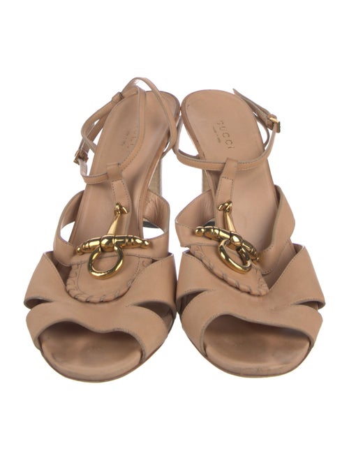 Gucci Hasler Horsebit Accent Leather T-Strap Sandals