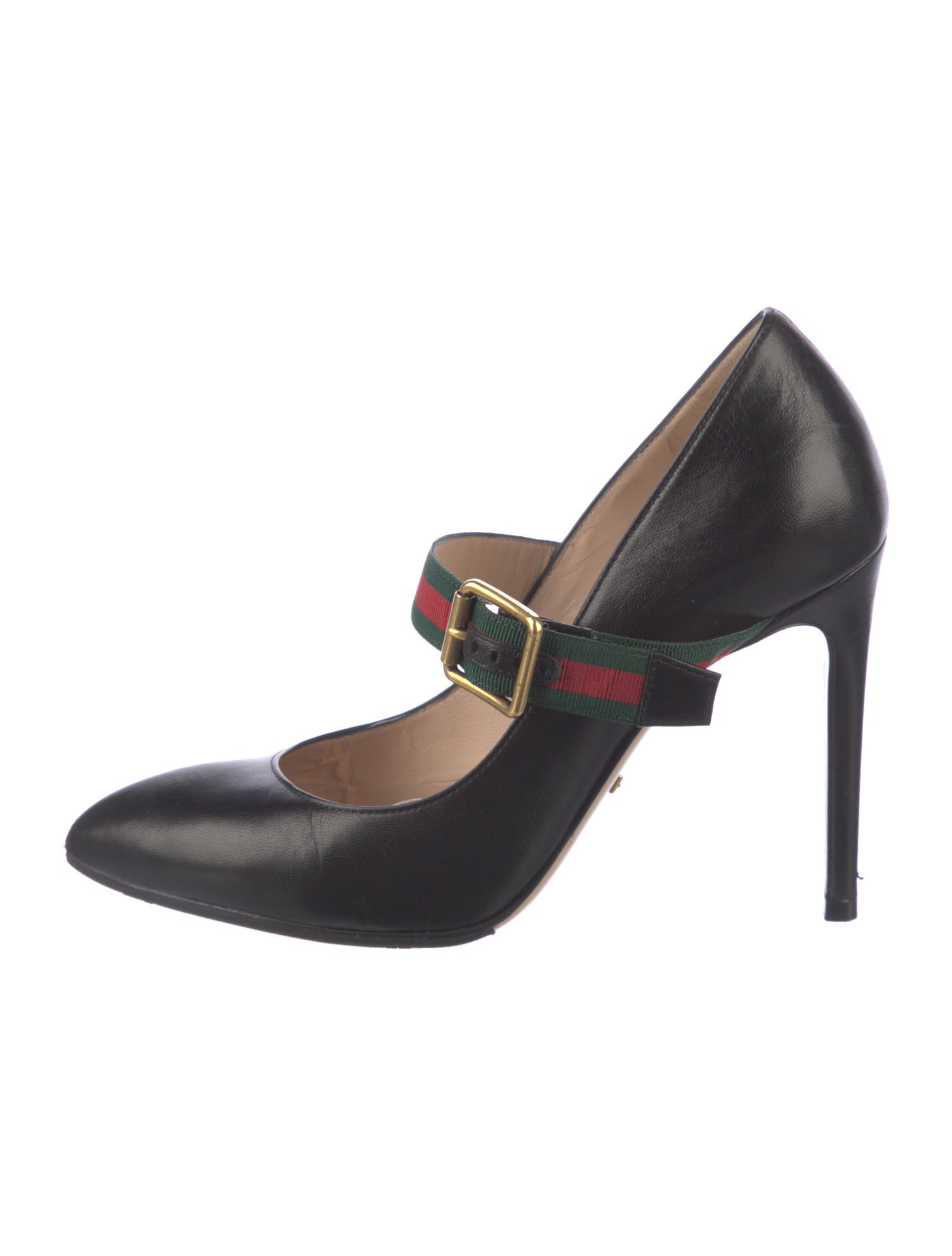 Gucci Web Accent Leather Pumps