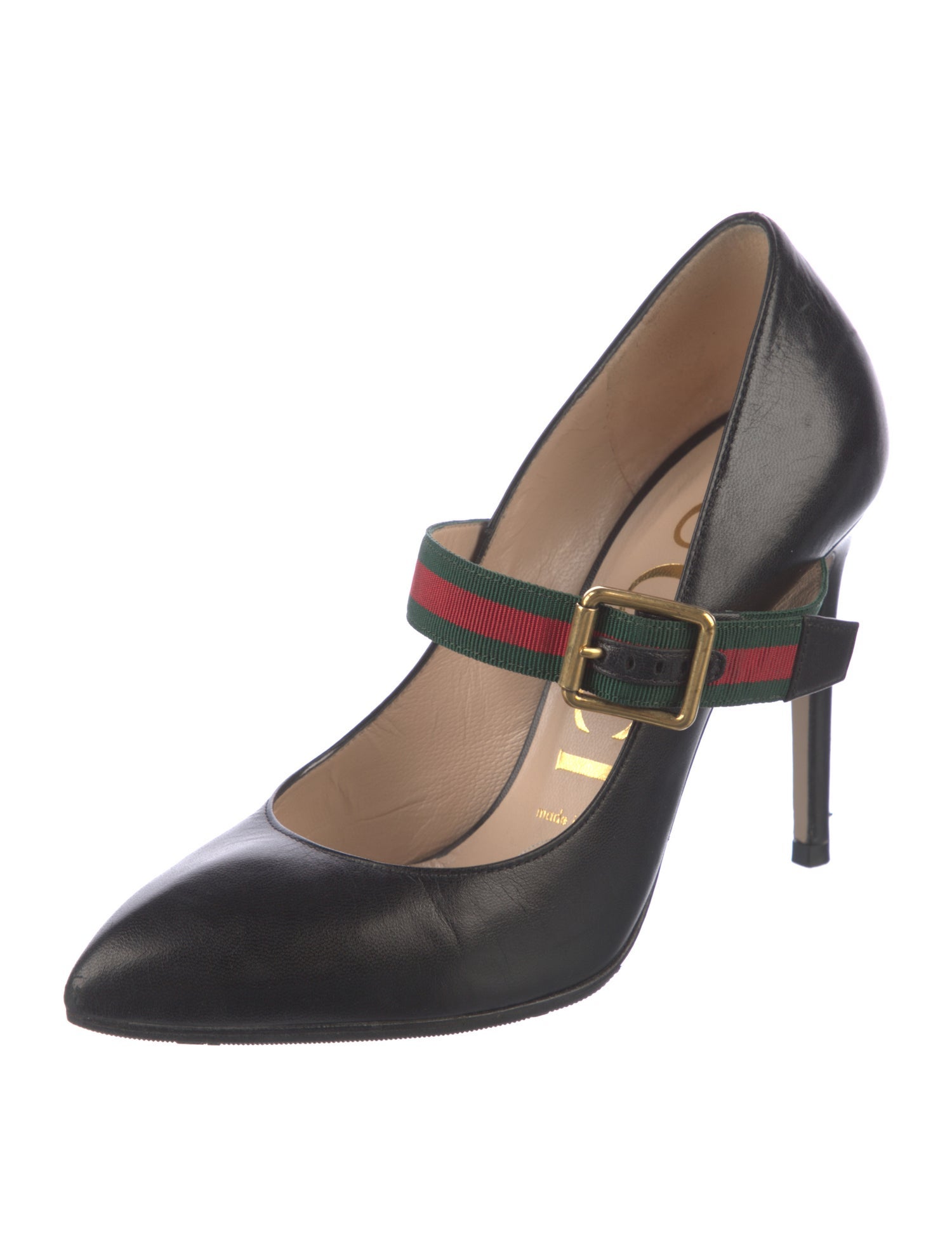 Gucci Web Accent Leather Pumps