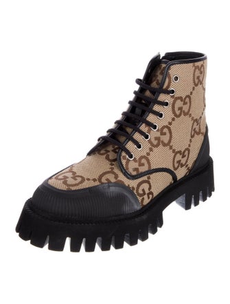 Gucci Monogram Pattern Canvas Combat Boots