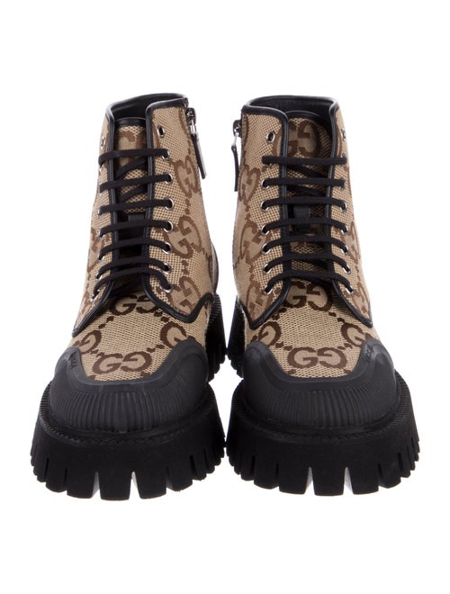 Gucci Monogram Pattern Canvas Combat Boots