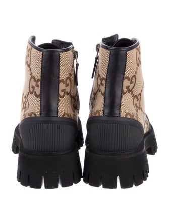 Gucci Monogram Pattern Canvas Combat Boots