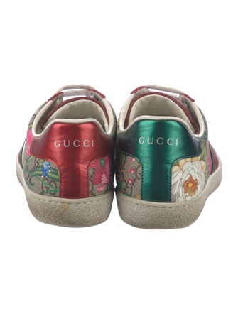 Gucci Flora Print Leather Trim Embellishment Sneakers