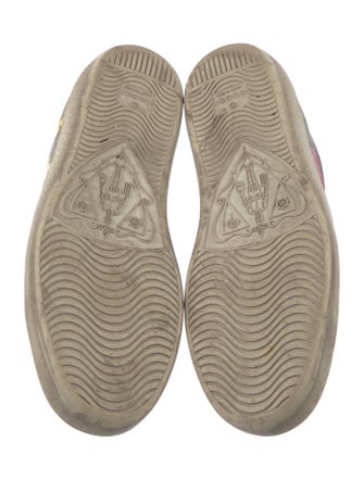 Gucci Flora Print Leather Trim Embellishment Sneakers