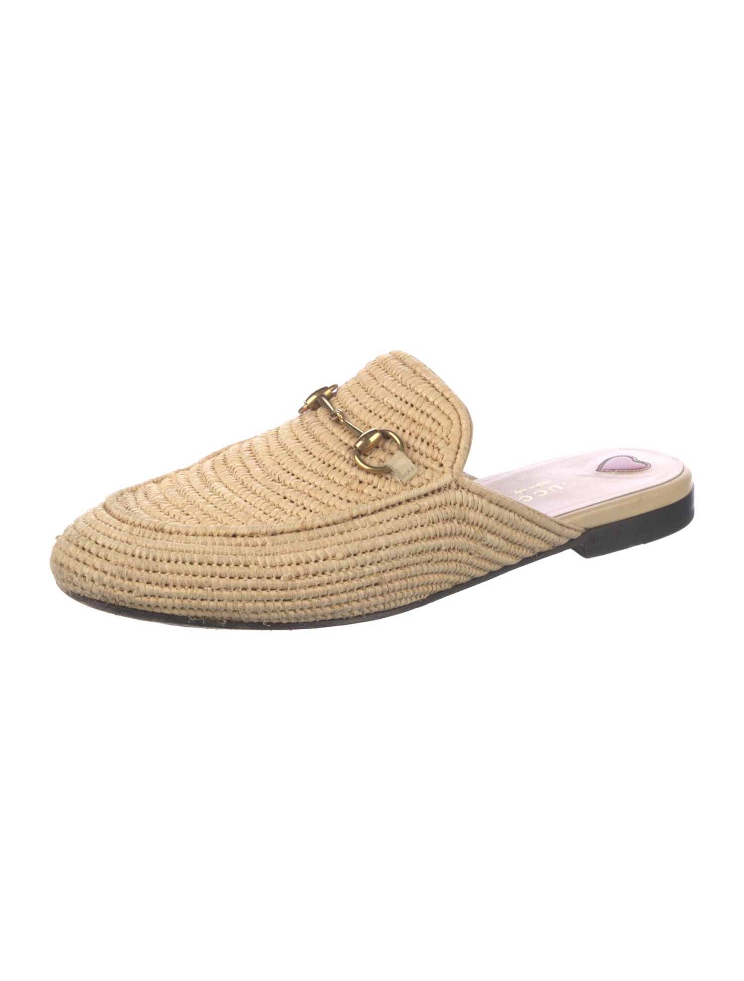 Gucci Horsebit Accent Raffia Mules