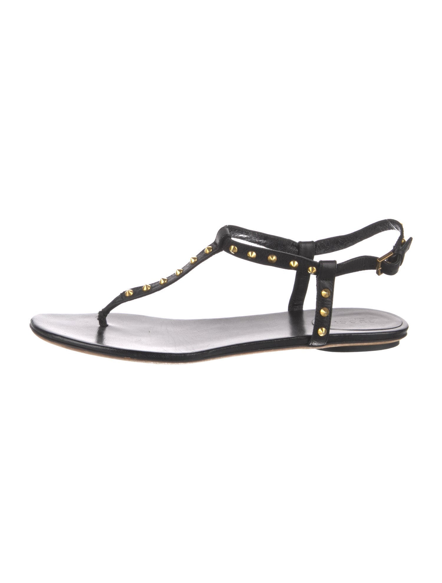 Gucci Leather Studded Accents T-Strap Sandals