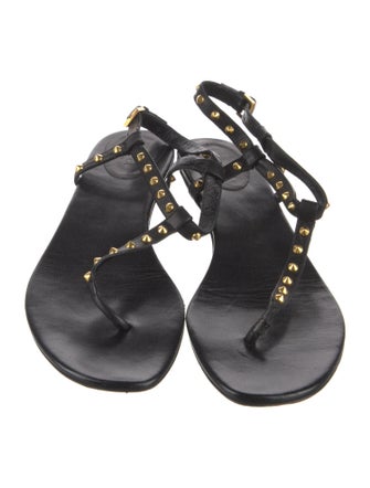 Gucci Leather Studded Accents T-Strap Sandals