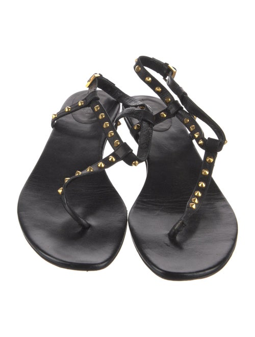 Gucci Leather Studded Accents T-Strap Sandals
