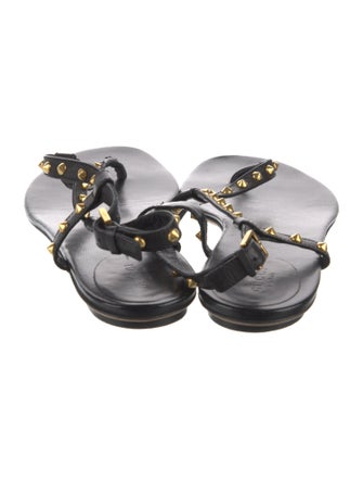 Gucci Leather Studded Accents T-Strap Sandals