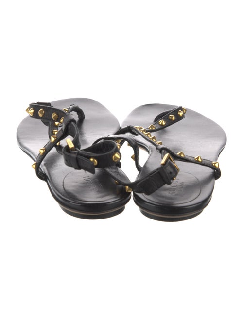 Gucci Leather Studded Accents T-Strap Sandals