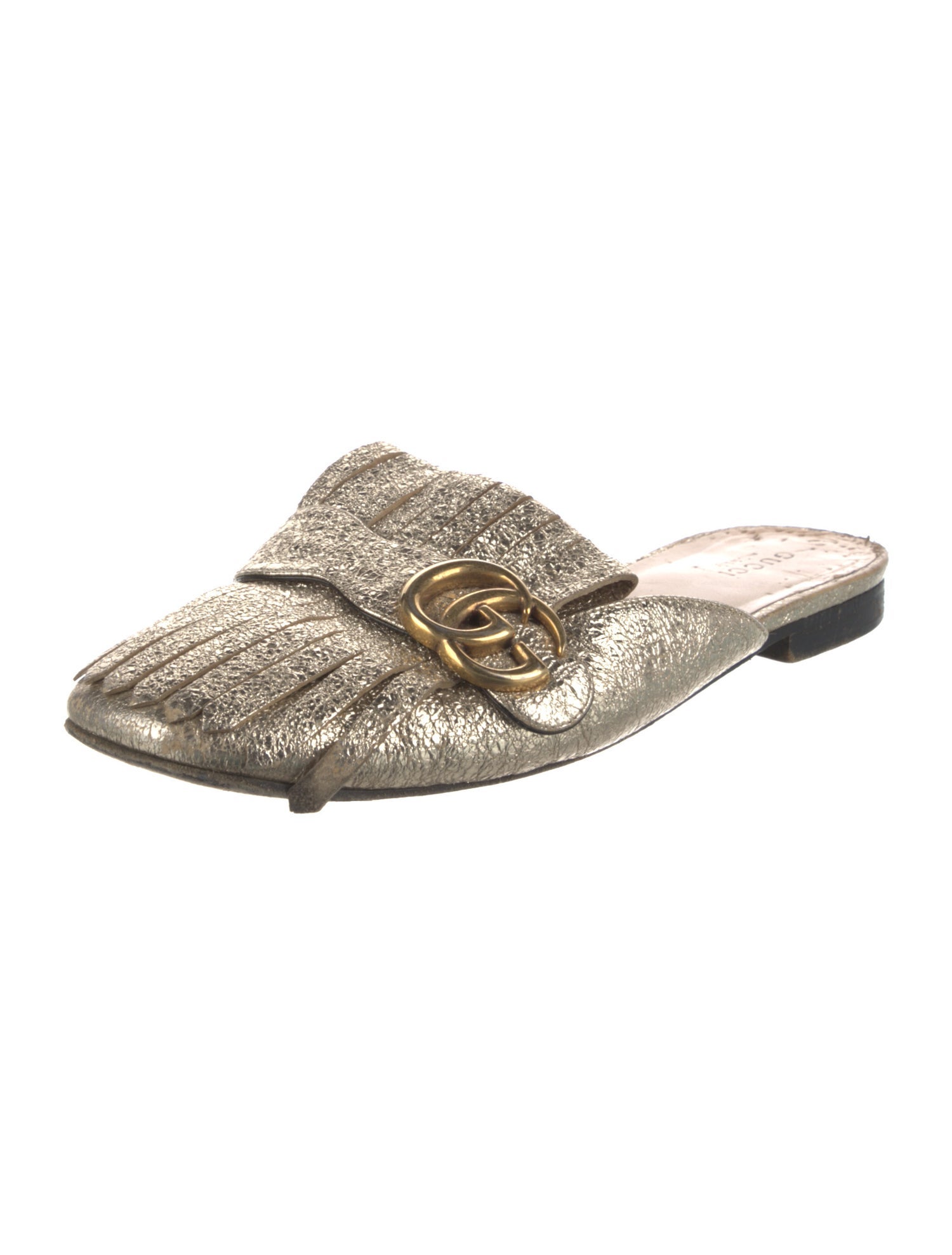 Gucci Double G Logo Leather Mules