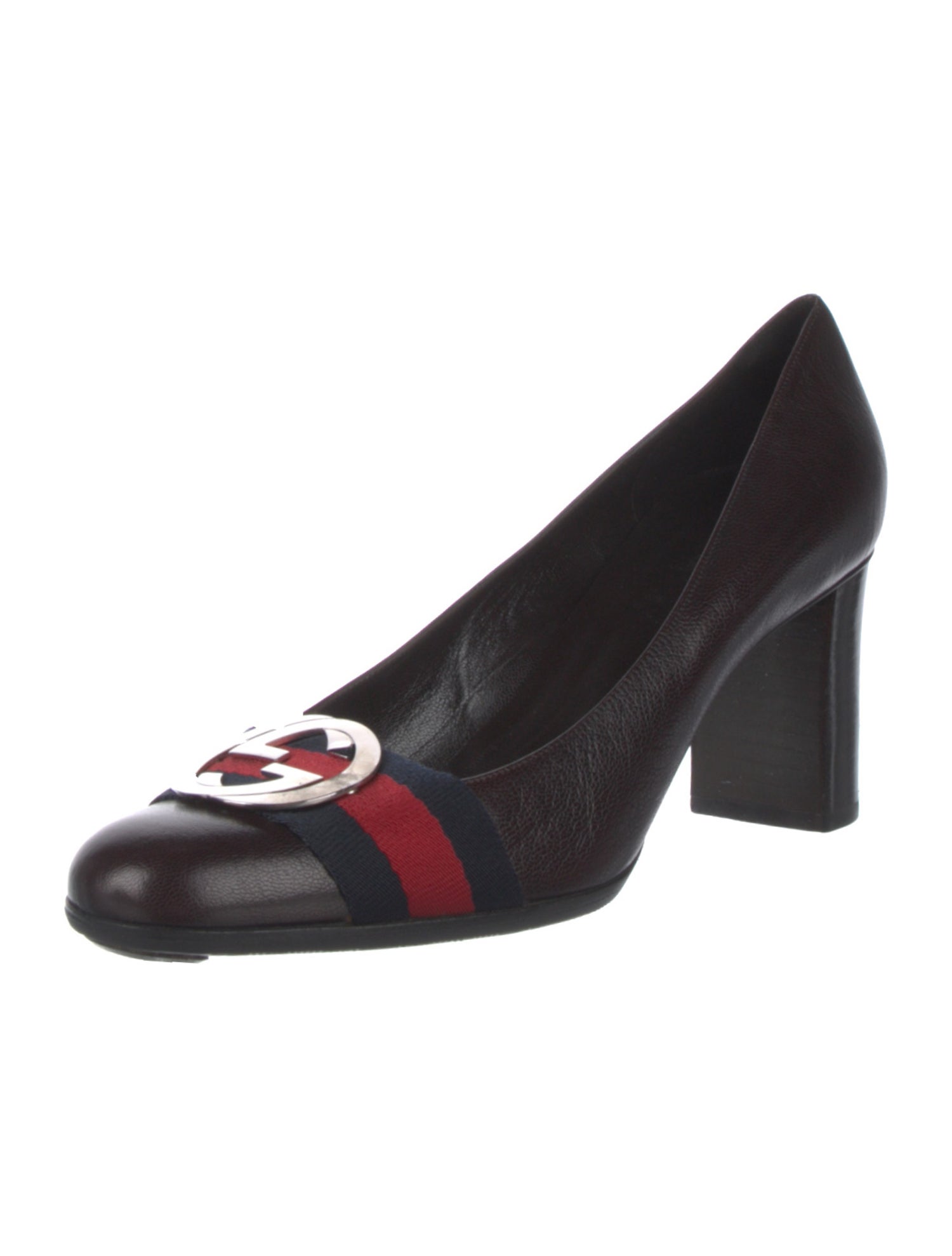 Gucci Web Accent Leather Pumps