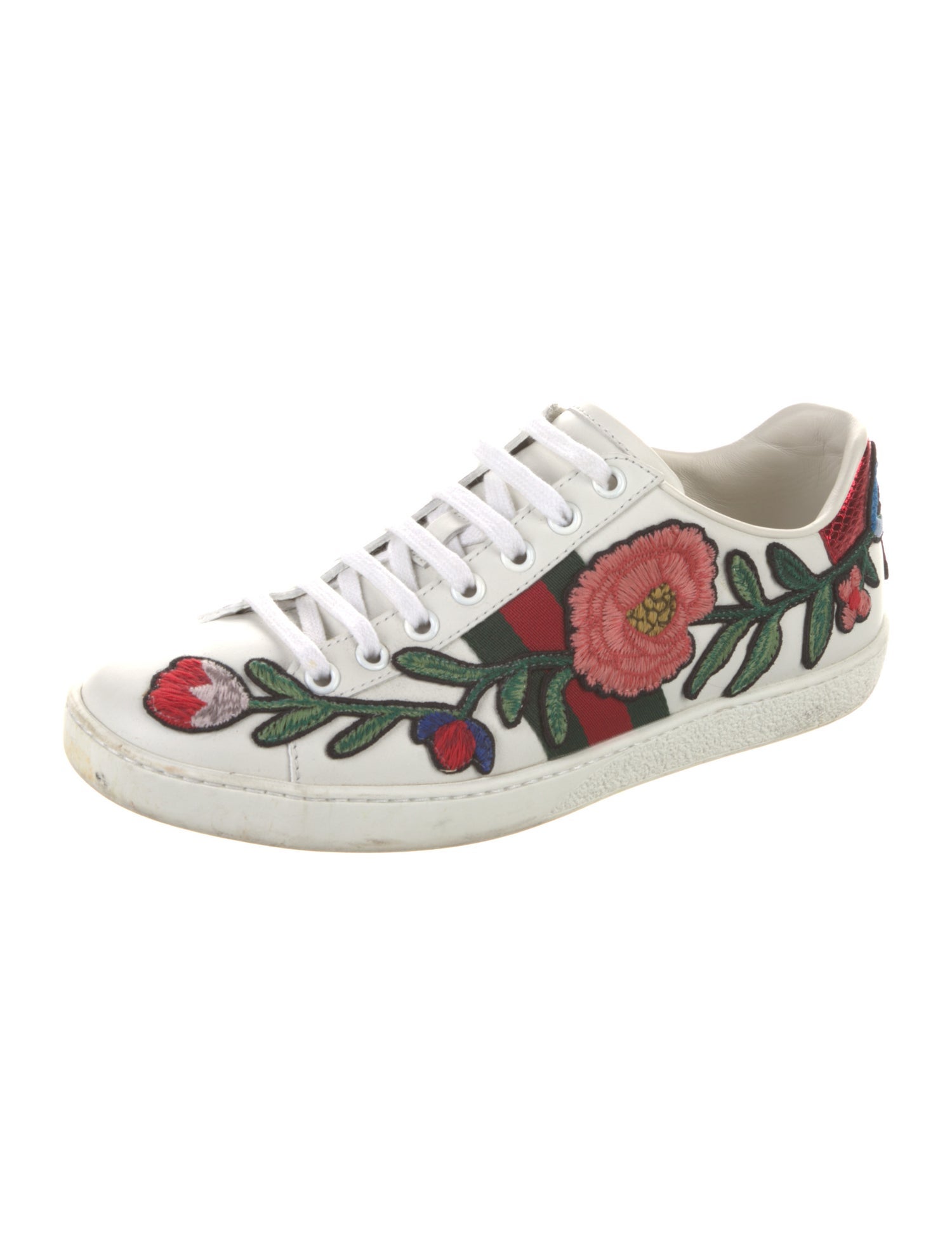 Gucci Web Accent Leather Sneakers