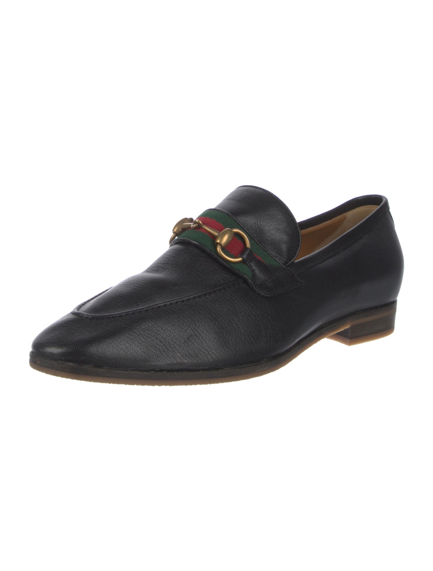 Gucci Web Accent Leather Dress Loafers