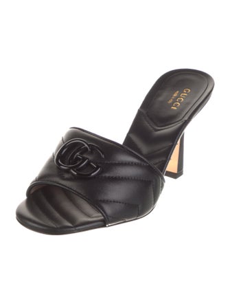 Gucci Double G Logo Leather Slides