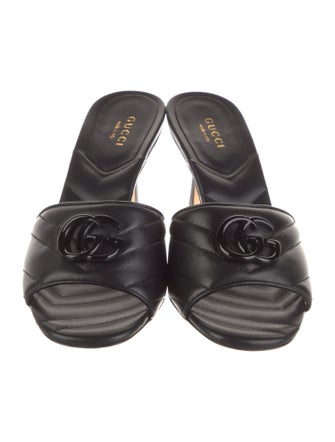 Gucci Double G Logo Leather Slides