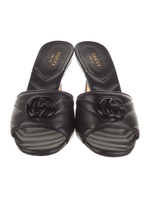 Gucci Double G Logo Leather Slides