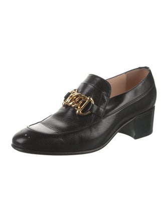Gucci Chain-Link Accent Leather Loafers