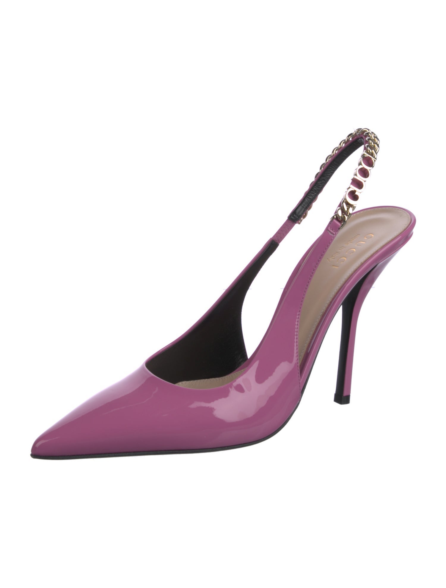 Gucci Signoria Patent Leather Slingback Pumps w/ Tags