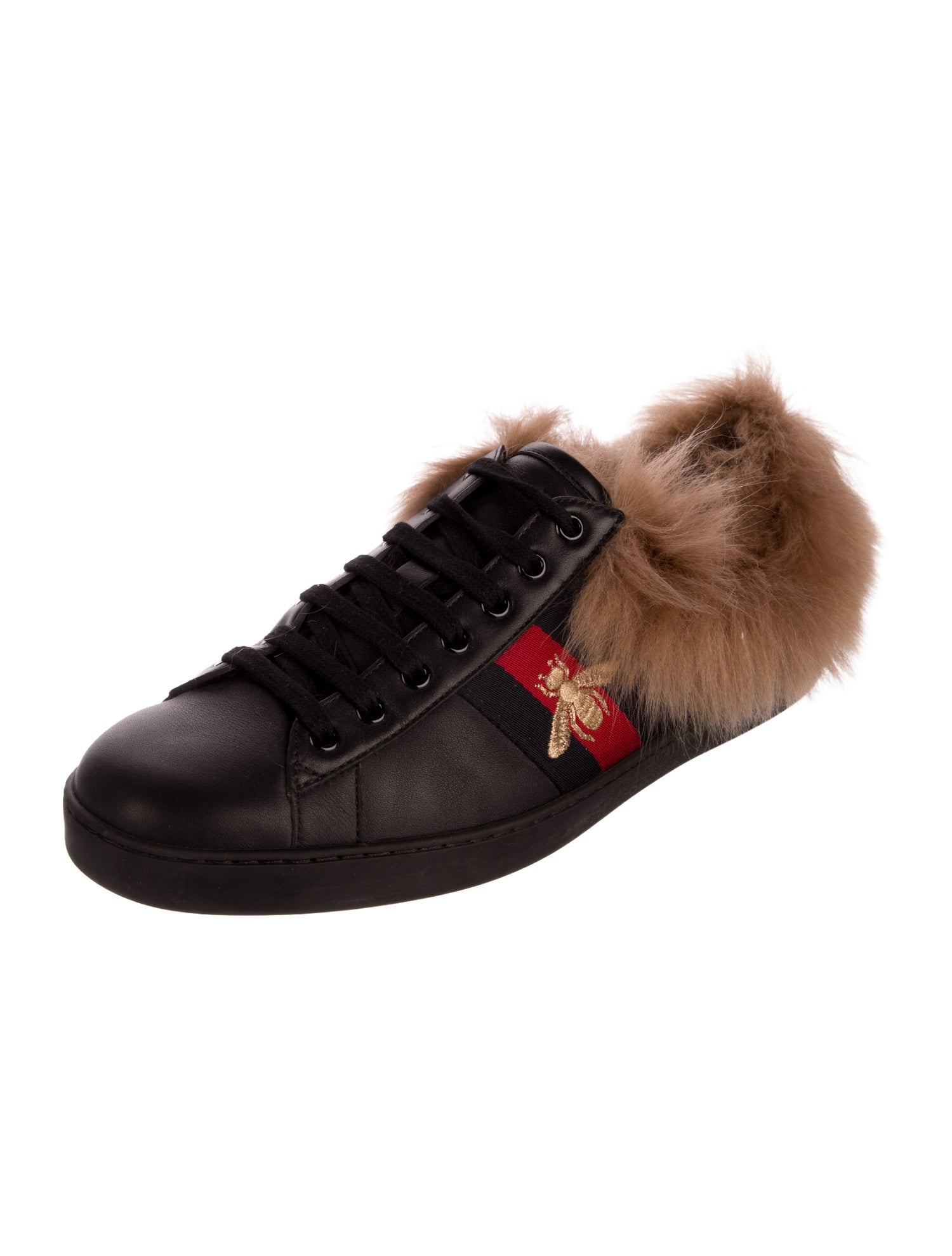 Gucci Web Accent Leather Sneakers