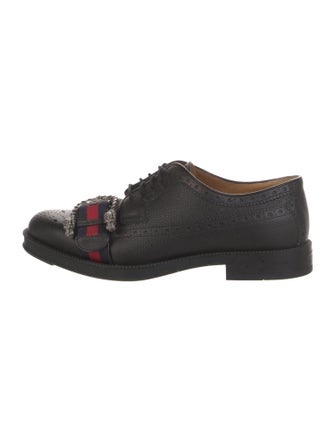 Gucci Sylvie Web Accent Leather Brogues