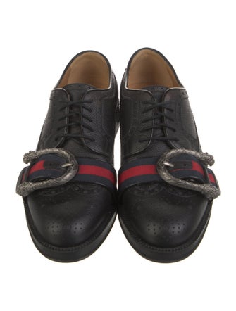 Gucci Sylvie Web Accent Leather Brogues