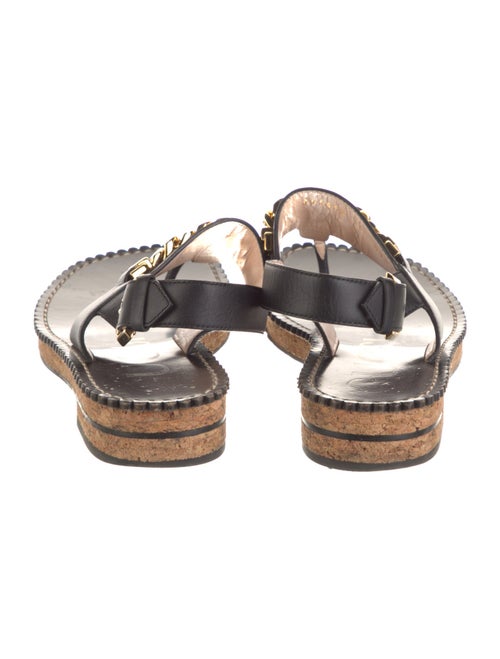Gucci Leather Chain-Link Accents T-Strap Sandals