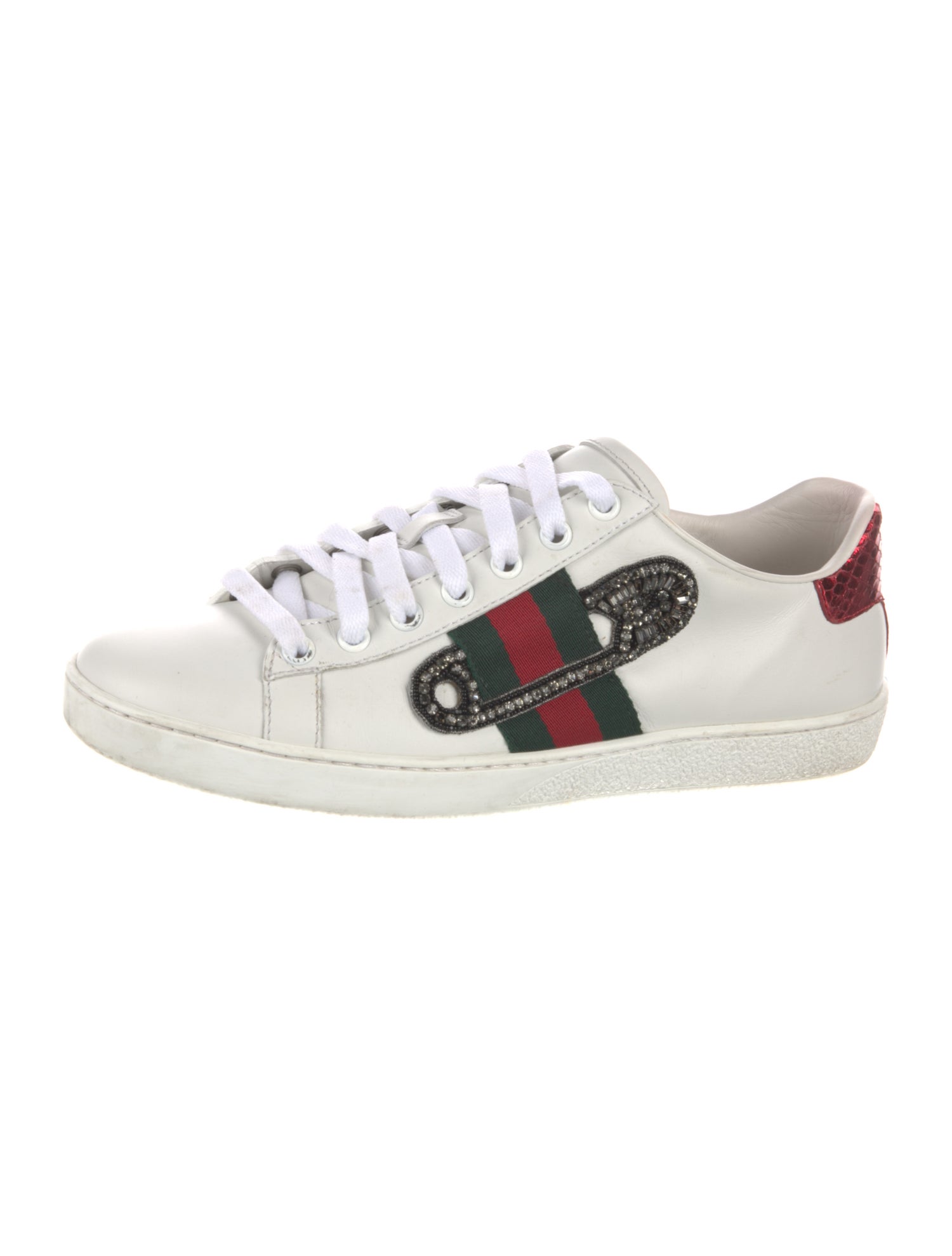 Gucci Web Accent Leather Sneakers