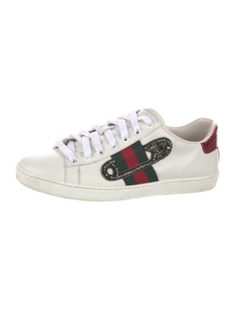 Gucci Web Accent Leather Sneakers