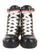 Gucci Sylvie Web Accent Leather Combat Boots