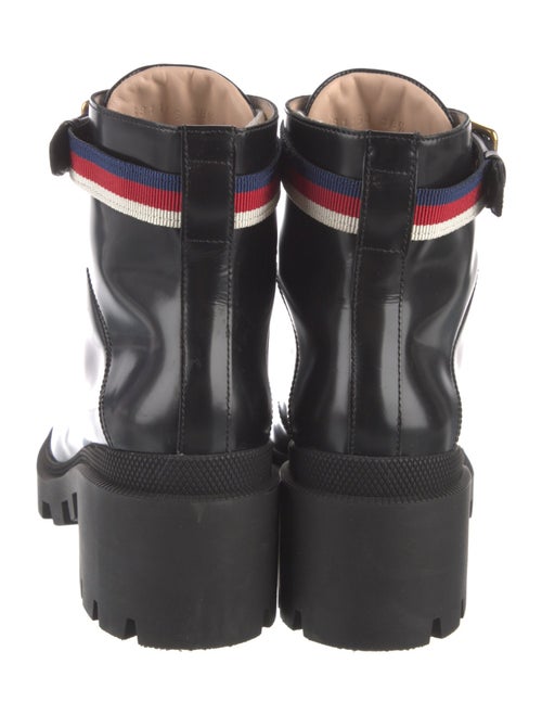 Gucci Sylvie Web Accent Leather Combat Boots