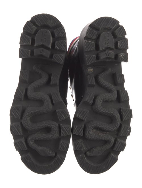 Gucci Sylvie Web Accent Leather Combat Boots