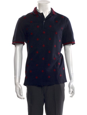Gucci Bee Accent Patterned Polo Shirt