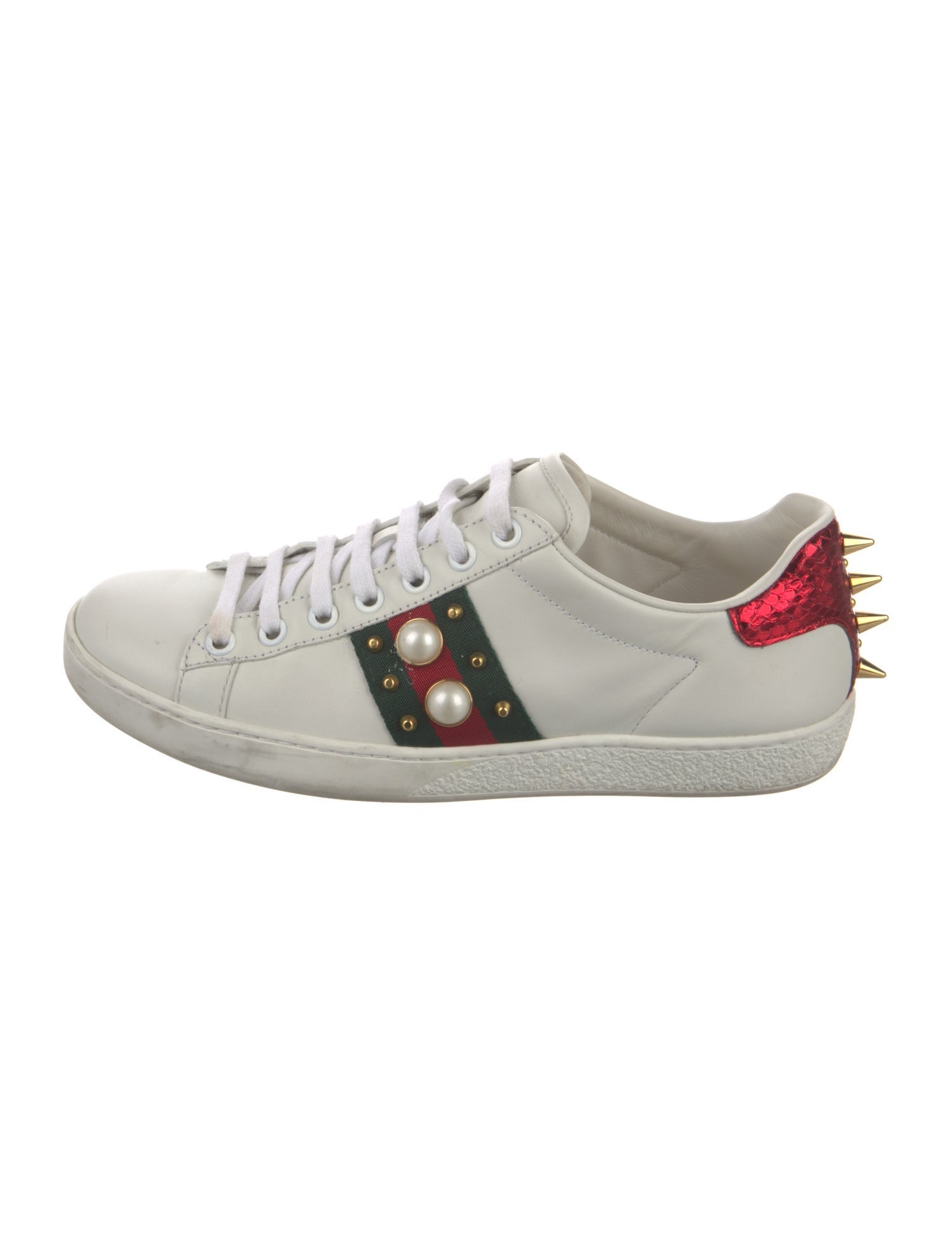 Gucci Web Accent Leather Sneakers