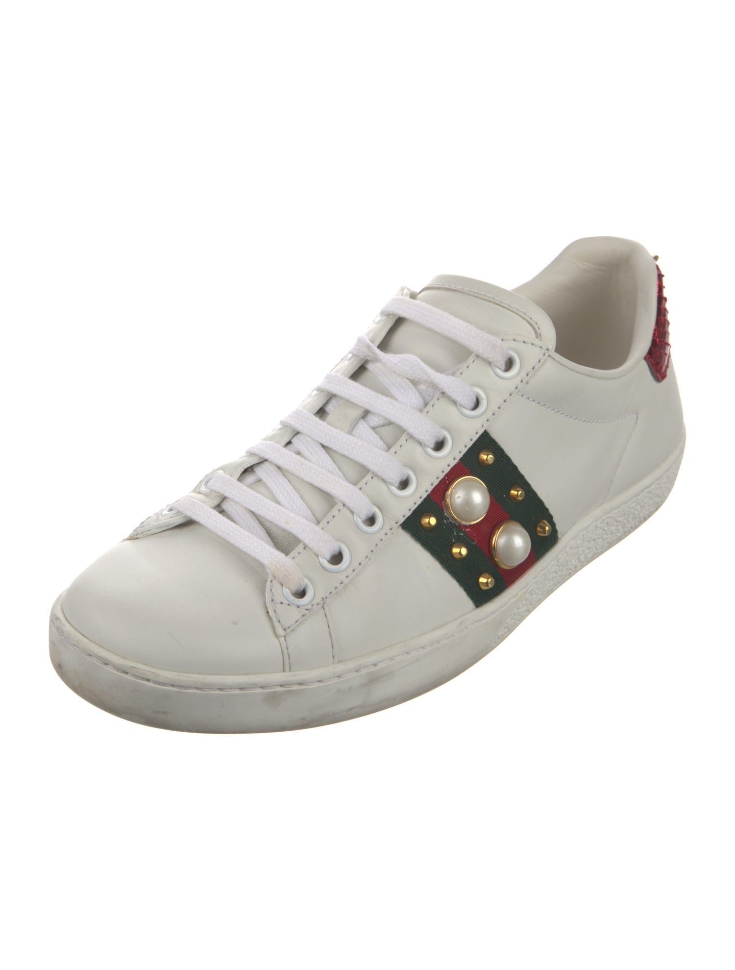 Gucci Web Accent Leather Sneakers