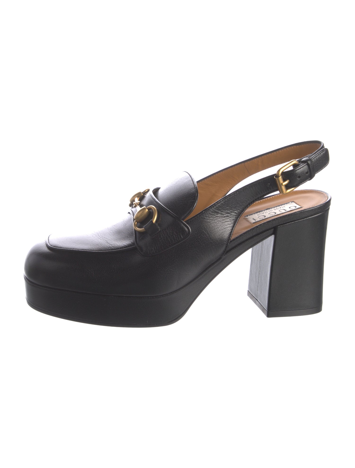 Gucci Horsebit Accent Goat Leather Slingback Pumps